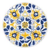 💙💛 Sunlit Blooms Azulejos Keramische Knop (Voorkant)