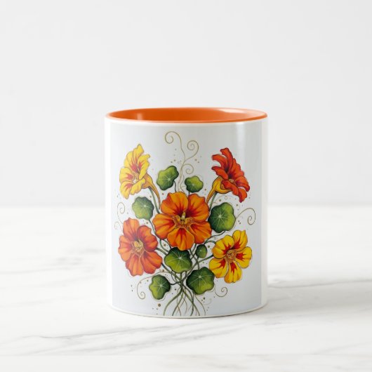 Sunlit Blossoms Ceramic Mug  Tweekleurige Koffiemok (Center)
