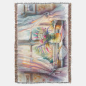 Sunlit Cottage Window Wildflowers Deken (Voorkant Verticaal)