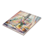 Sunlit Cottage Window Wildflowers Tegeltje (Zijkant)