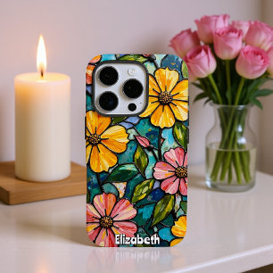Sunlit Floral Glas in lood iPhone 16 Pro Hoesje