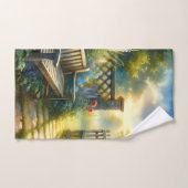 Sunlit Garden Pathway Gate Scene (Serviette à main)