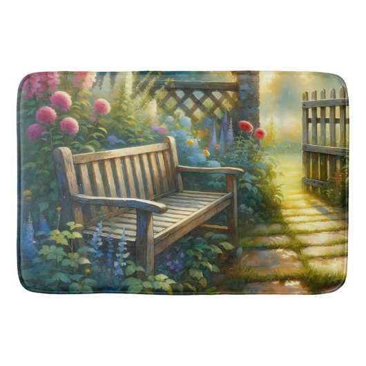 Sunlit Garden Pathway Gate Scene Badmat (Voorkant)