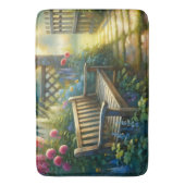 Sunlit Garden Pathway Gate Scene Badmat (Voorkant Verticaal)