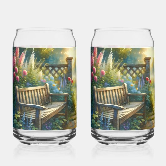 Sunlit Garden Pathway Gate Scene Blikvorm Glas (Voorkant)