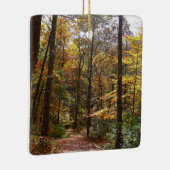 Sunlit Herfst Trail in Laurel Hill State Park Keramisch Ornament (Rechts)