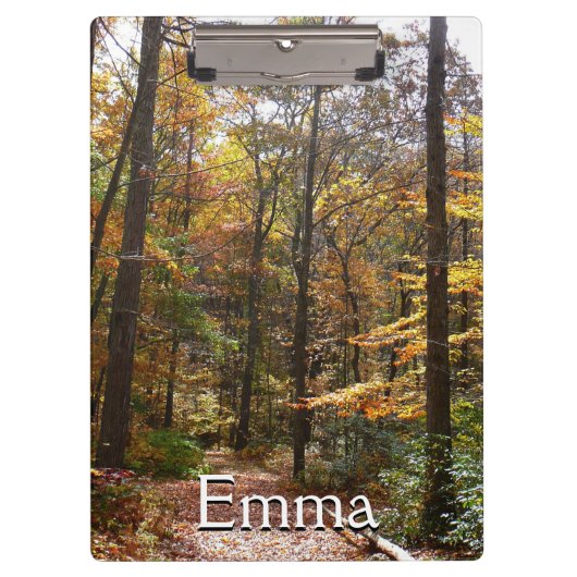 Sunlit Herfst Trail in Laurel Hill State Park Klembord (Voorkant)