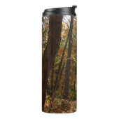 Sunlit Herfst Trail in Laurel Hill State Park Thermosbeker (Gedraaid links)