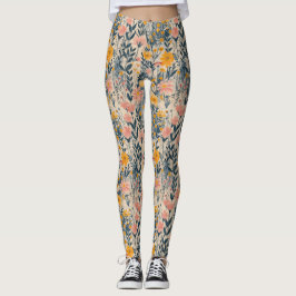 Sunlit Meadow Rustic Floral Leggings