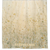 Sunlit Meadow with Wildflowers and Light Rays Douchegordijn (Voorkant)