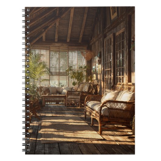 Sunlit Rustic Veranda Notitieboek (Voorkant)