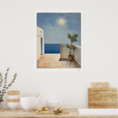 Sunlit Terrace with Olive Tree Poster (Cuisine)
