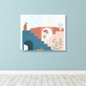 "Sunlit Terraces – Modern Abstract Wood Wall Décor Canvas Afdruk (Insitu (Houten vloer))