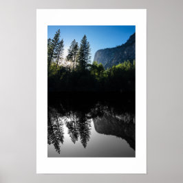 Sunlit Trees Yosemite Reflection Photography Poster