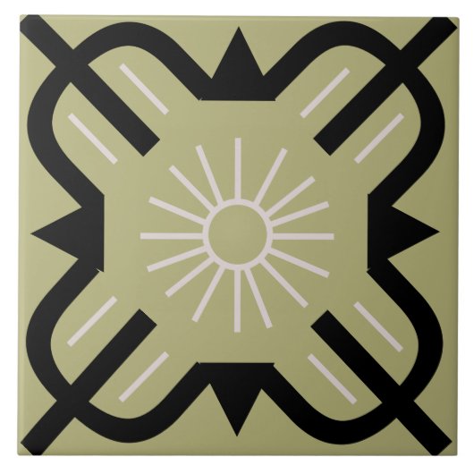 Sunny Art deco-patroon Tegeltje (Voorkant)