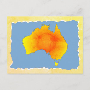 Sunny Australia Map Old Torn Paper Texture Briefkaart