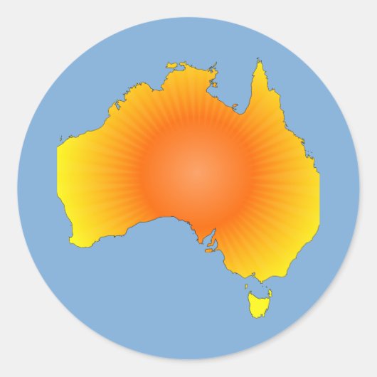 Sunny Australia Map Ronde Sticker (Voorkant)