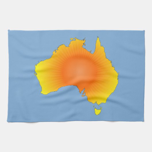 Sunny Australia Map Theedoek (Horizontaal)