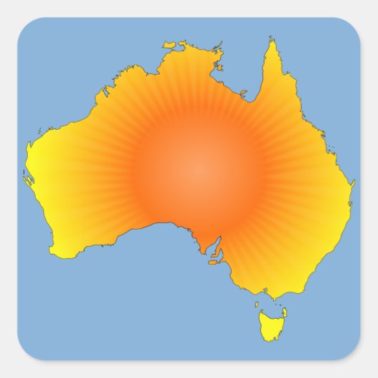 Sunny Australia Map Vierkante Sticker (Voorkant)