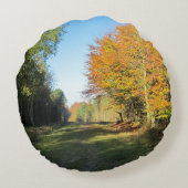 Sunny Autumn Walk - Gepersonaliseerd Rond Kussen (Achterkant)