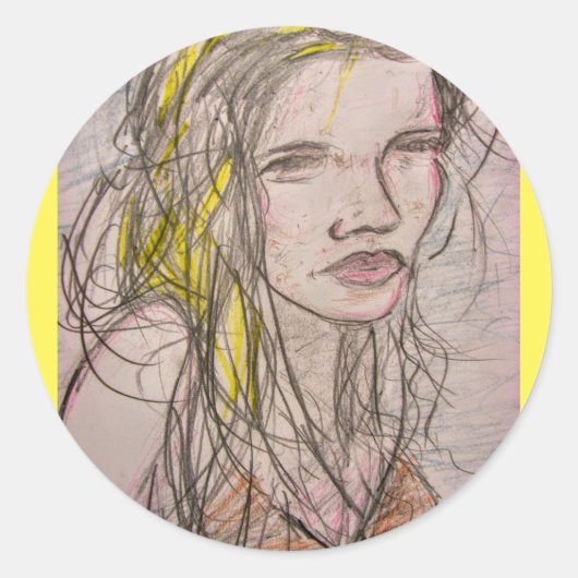 Sunny Beach Girl Ronde Sticker (Voorkant)