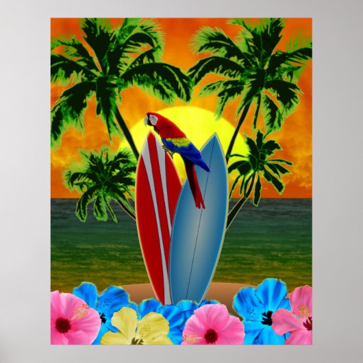 Sunny Beach Surfing Poster (Voorkant)