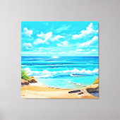 Sunny Beach Waves Design Canvas Afdruk (Voorkant)