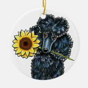 Sunny Black Miniature Poodle - persoonlijk Keramisch Ornament