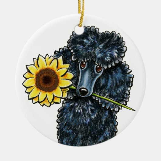 Sunny Black Miniature Poodle - persoonlijk Keramisch Ornament (Voorkant)