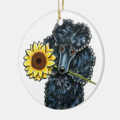 Sunny Black Miniature Poodle - persoonlijk Keramisch Ornament (Links)