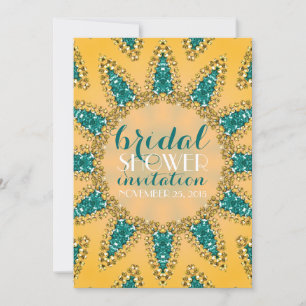 Sunny Blauwgroen Gold Sparkle Bridal Showuitnodigi Kaart