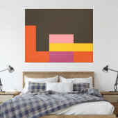 Sunny Blocks Bruin en Oranje Canvas Afdruk (Insitu (Slaapkamer))
