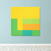 Sunny Blocks Geel en Groen Canvas Afdruk (Insitu (Houten vloer))