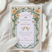 Sunny Blossom Jaune Faire-part de mariage vert