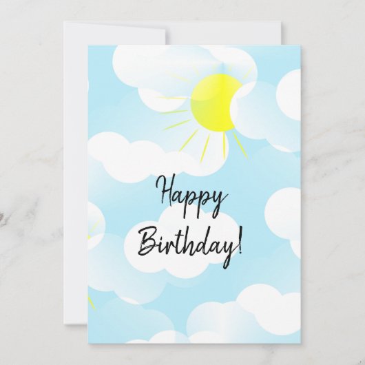 Sunny Blue Summer Sky met Clouds Birthday Wishes (Voorkant)