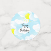 Sunny Blue Summer Sky met Clouds Birthday Wishes Confetti (Kleine voorkant)