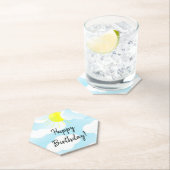 Sunny Blue Summer Sky met Clouds Birthday Wishes Kartonnen Onderzetters (Insitu)