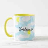 Sunny Blue Summer Sky met Clouds Bridesmaid Name Mok (Links)