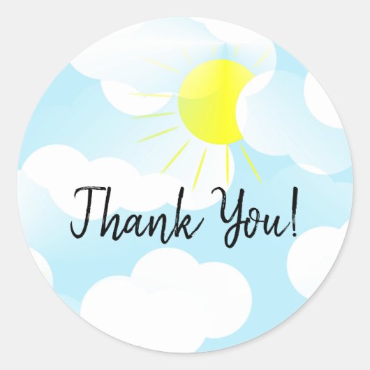 Sunny Blue Summer Sky met Clouds Hartelijk dank Ronde Sticker (Voorkant)