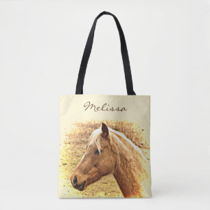 Sunny Brown Gold Horse Animal Canvas tas