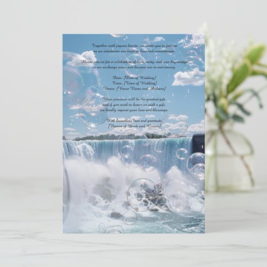 Sunny Bubbly Waterfall bruiloft uitnodiging (AI) (Staand voorkant)
