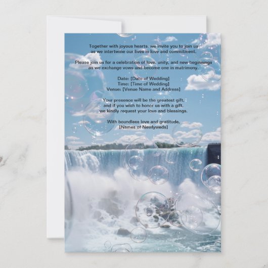 Sunny Bubbly Waterfall Wedding Invitation (Devant)