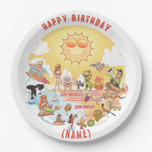  Sunny California Birthday Bord (Voorkant)