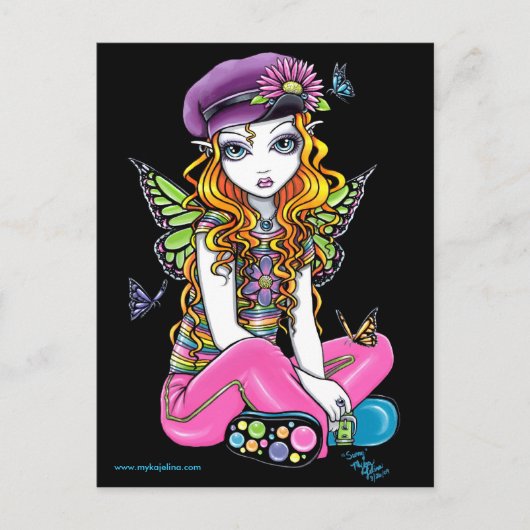 "Sunny" Canded Butterfly Rainbow Fairy Briefkaart (Voorkant)