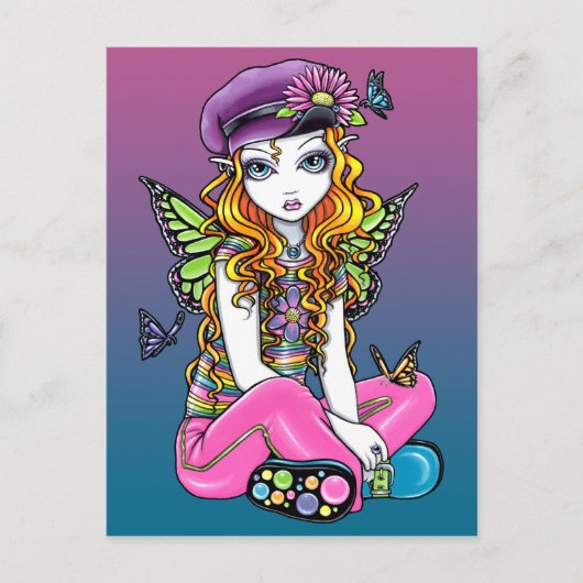 "Sunny" Canded Butterfly Rainbow Fairy Briefkaart (Voorkant)