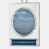 Sunny Caribbean Zee Blue Ocean Verzilverd Banner Ornament (Links)