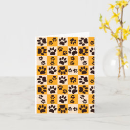 Sunny Cat Paw Print Checkerboard Kaart