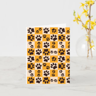 Sunny Cat Paw Print Checkerboard Kaart