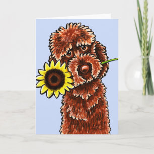 Sunny Chocolate Labradoodle Off-Leash Art™ Kaart