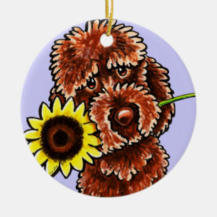 Sunny Chocolate Labradoodle Off-Leash Art™ Keramisch Ornament
